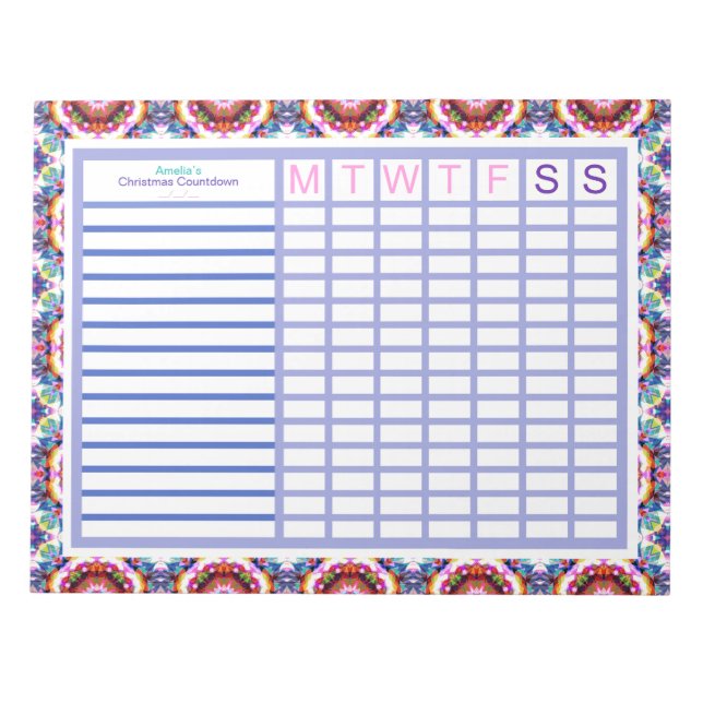 Bloco De Notas Planeador de Meninas ADHD de Natal Personalizado (Frente)