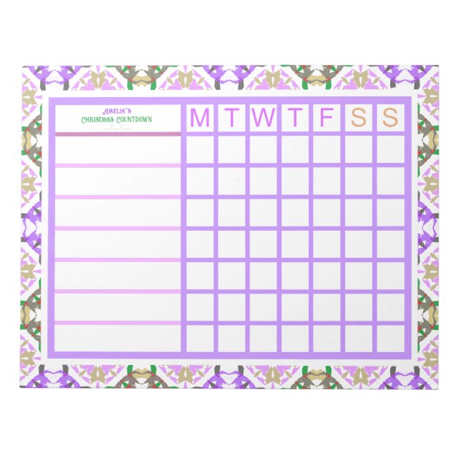 Bloco De Notas Planeador de Meninas ADHD de Natal Personalizado (Frente)