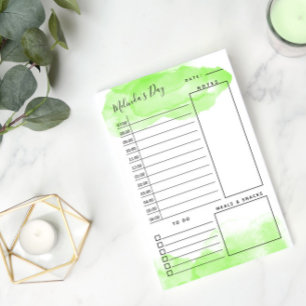Bloco De Notas Planeador Diário de Aquarela Verde da Apple