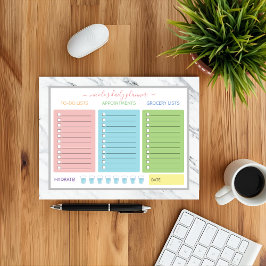 Bloco De Notas Planeador Diário de Mármore Bonito