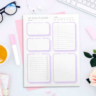 Bloco De Notas Planeador Diário Mínimo Lilac Simples Personalizad