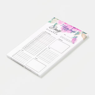Bloco De Notas planeador diário personalizado com flores cor-de-r