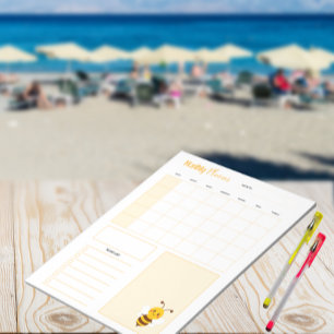 Bloco De Notas Planeador Mensal - Tema das Abelhas de Corte - A4 