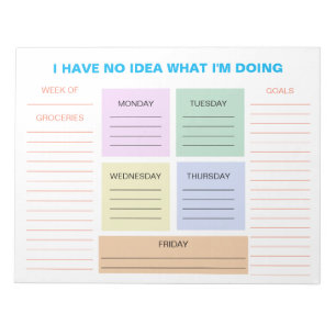 Bloco De Notas Planeador Organizacional Colorido Semanal Engraçad