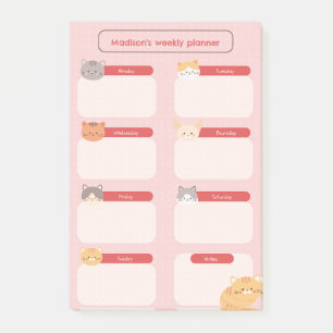 Bloco De Notas Planeador Semanal com Gatos