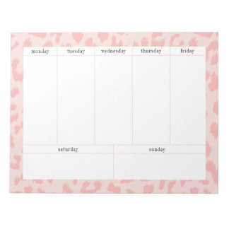 Bloco De Notas Planeador Semanal de Leopardo Cor-de-Rosa Simples