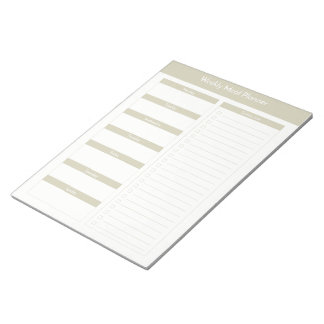 Bloco De Notas Planeador Semanal de Refeições - Taupe