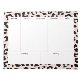Bloco De Notas Planeador Semanal Pálido e Preto-Leopardo