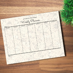 Bloco De Notas Planeador Semanal Simples Pastel Dourado Sepia