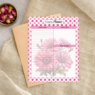 Bloco De Notas Planejador Anual Floral Rosa