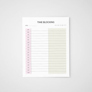 Bloco De Notas Planejador de Bloqueio de Tempo