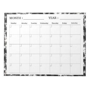 Bloco De Notas Planejador de Calendário de Vazios Mensais Elegant