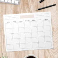 Planejador de Calendário Mensal do Vazio
