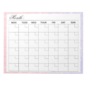 Bloco De Notas Planejador de Calendário Mensal Elegante