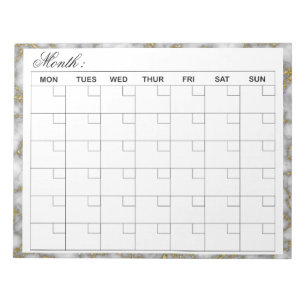 Bloco De Notas Planejador de Calendário Mensal Elegante