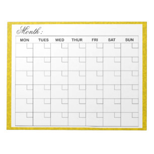 Bloco De Notas Planejador de Calendário Mensal Elegante