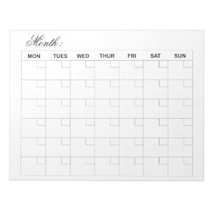 Bloco De Notas Planejador de Calendário Mensal Elegante