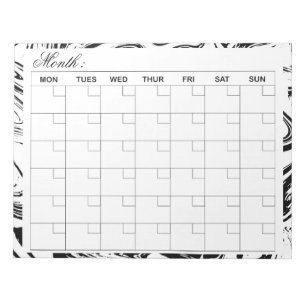 Bloco De Notas Planejador de Calendário Mensal Elegante
