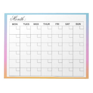Bloco De Notas Planejador de Calendário Mensal Elegante