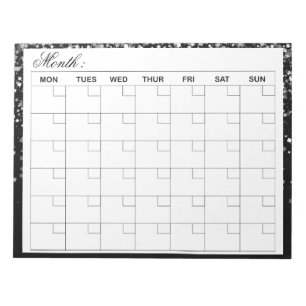 Bloco De Notas Planejador de Calendário Mensal Elegante