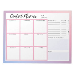 Bloco De Notas Planejador de conteúdo