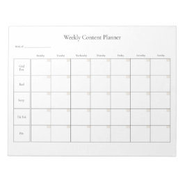 Bloco De Notas Planejador de Conteúdo de Mídia Social Semanal Per