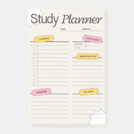 Bloco De Notas Planejador de Estudo Minimalista com Horário