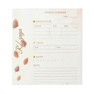 Bloco De Notas Planejador de fitness clássico dourado pastel fofo