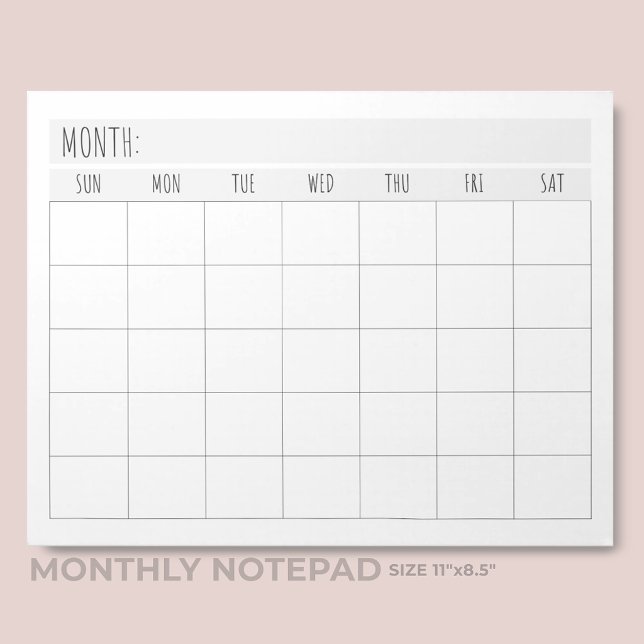 Bloco De Notas Planejador de Grade de Calendário Mensal Simples e (Criador carregado)
