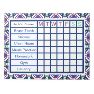 Bloco De Notas Planejador de Lista de Verificação Semanal de Meni