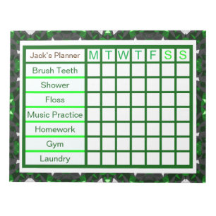 Bloco De Notas Planejador de Lista de Verificação Semanal de Meni