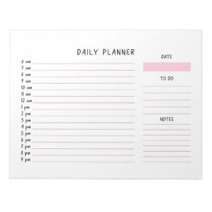 Bloco De Notas Planejador de Lista Inativa Diária Rosa E Branca