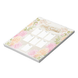 Bloco De Notas Planejador de Programação Semanal Floral de Aquare