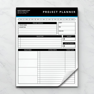 Bloco De Notas Planejador de Projeto Empresarial Personalizado Bl