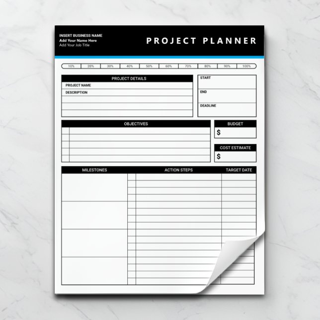 Bloco De Notas Planejador de Projeto Empresarial Personalizado Bl (Criador carregado)