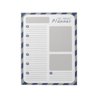 Bloco De Notas Planejador de projetos semanal - Azul e Cinza