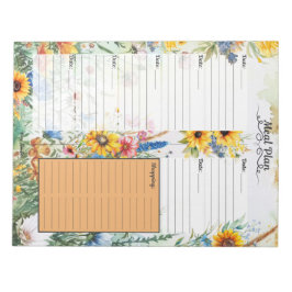 Bloco De Notas Planejador de Refeições de 7 Dias Floral Fantasia