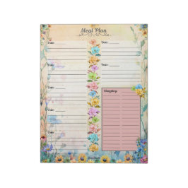 Bloco De Notas Planejador de Refeições de 7 Dias May Flowers