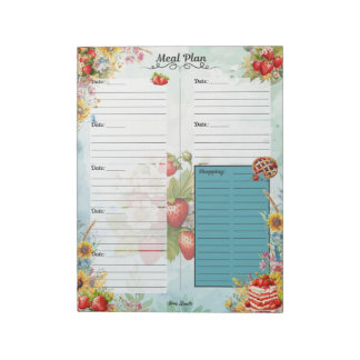 Bloco De Notas Planejador de Refeições de 7 Dias Strawberry Sweet