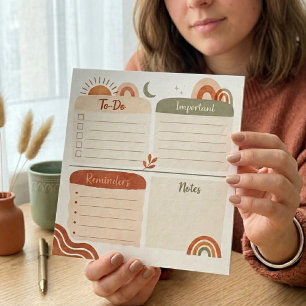 Bloco de Notas Planejador Diário Boho – A Fazer, I