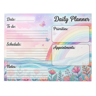 Bloco De Notas Planejador Diário Caprichoso Aquarela Arco-íris Pa