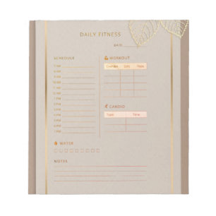 Bloco De Notas Planejador Diário de Fitness dourado clássico aqua