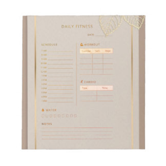 Bloco De Notas Planejador Diário de Fitness dourado clássico aqua