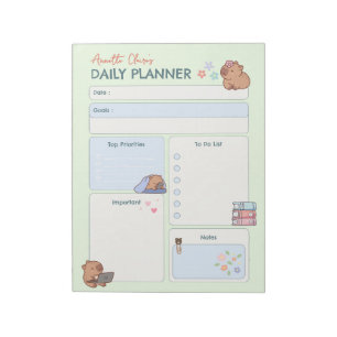 Bloco De Notas Planejador Diário Kawaii Cabybara Doodle Lista de