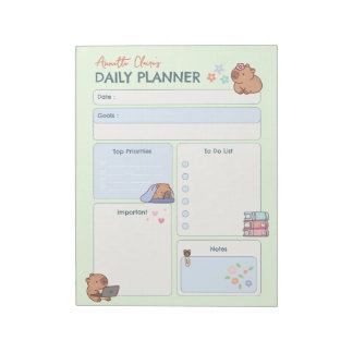 Bloco De Notas Planejador Diário Kawaii Cabybara Doodle Lista de