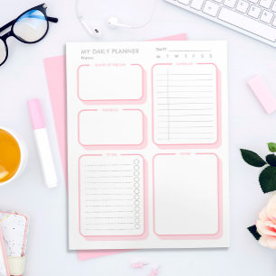 Bloco De Notas Planejador Diário Mínimo de Cor-de-rosa-Blush Pers