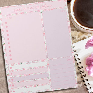 Bloco De Notas Planejador Diário Notas Florais Rosa Lista de Tare