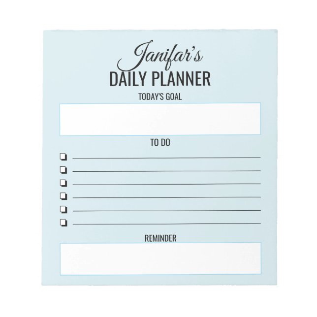 Bloco De Notas Planejador Diário Para Fazer Script Blush Azul Blo (Frente)