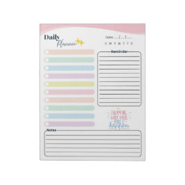 Bloco De Notas Planejador Diário Pastel - lista de tarefas, lembr