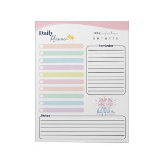 Bloco De Notas Planejador Diário Pastel - lista de tarefas, lembr
